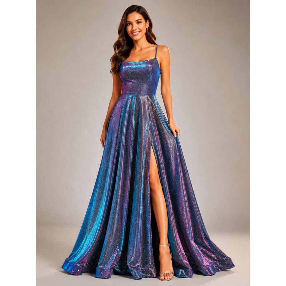 Galaxy Shimmer Prom Dress Lace-Up Back Formal Gown Size 10 NWT